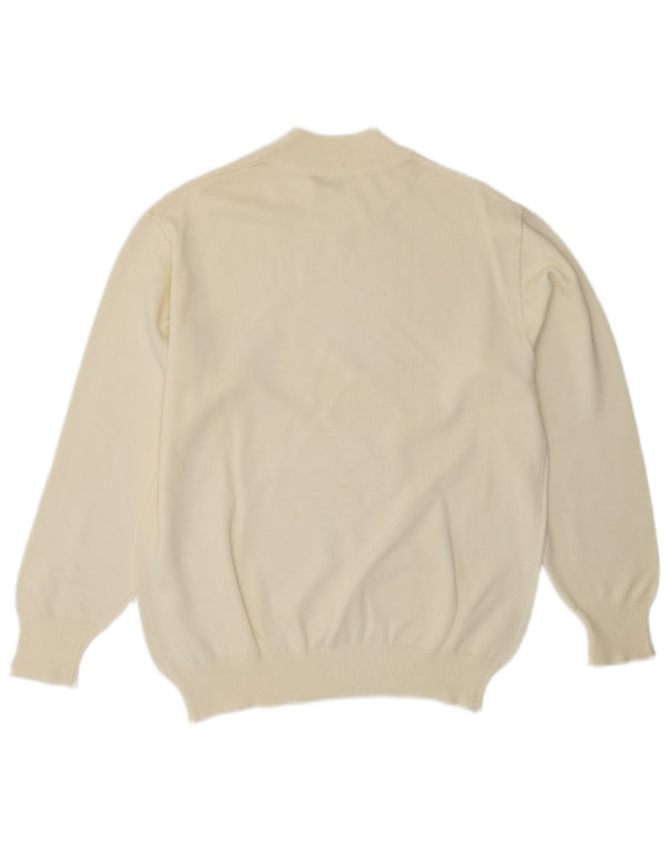 VINTAGE Pull col roulé femme UK 14 Medium Off White