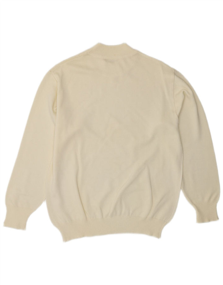 VINTAGE Pull col roulé femme UK 14 Medium Off White