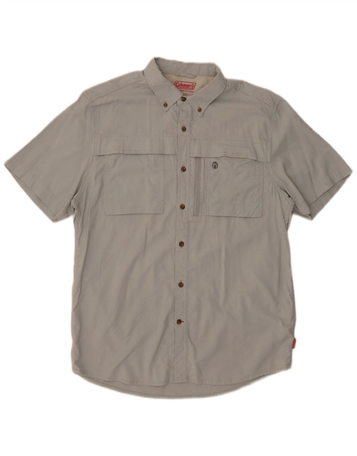 vintage Chemise à manches courtes pour hommes Grand coton gris