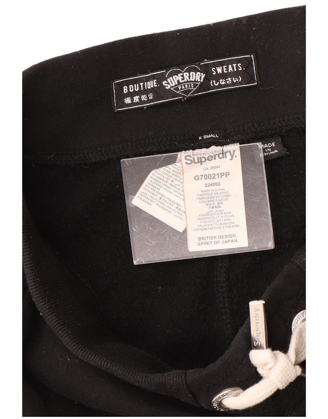 SUPERDRY Pantalon de survêtement graphique pour femme Joggers UK 6 XS Noir Coton