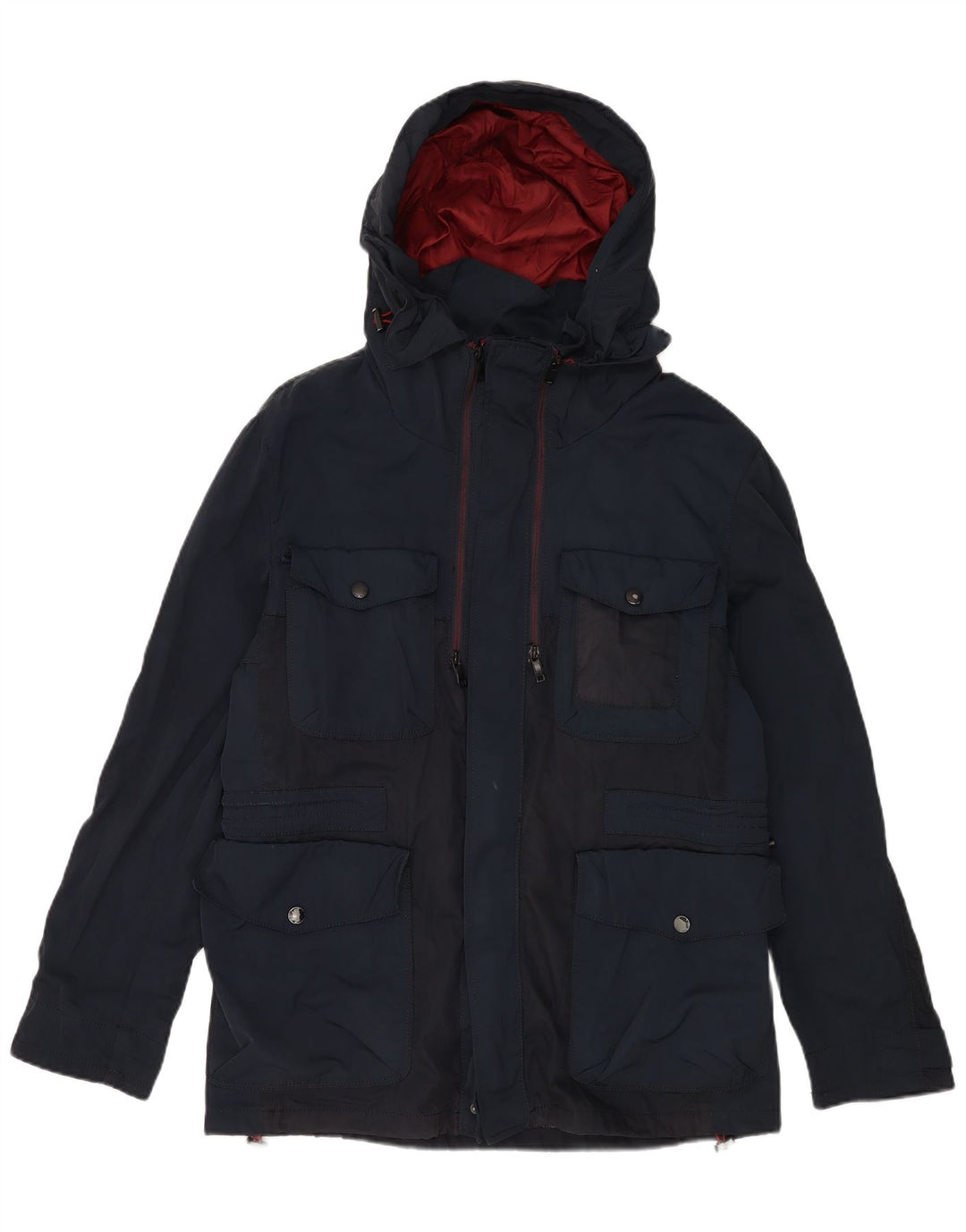 Zara Veste utilitaire à capuche pour homme UK 40 Large Bleu marine
