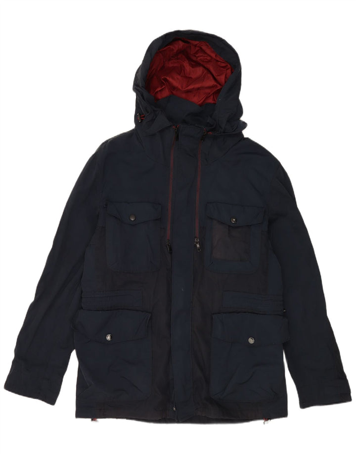 Zara Veste utilitaire à capuche pour homme UK 40 Large Bleu marine