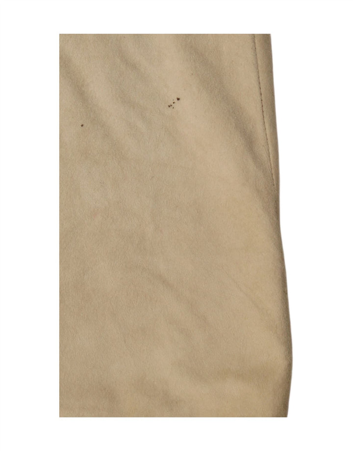 VINTAGE Womens Suede Midi Skirt W28 Medium  Beige Leather