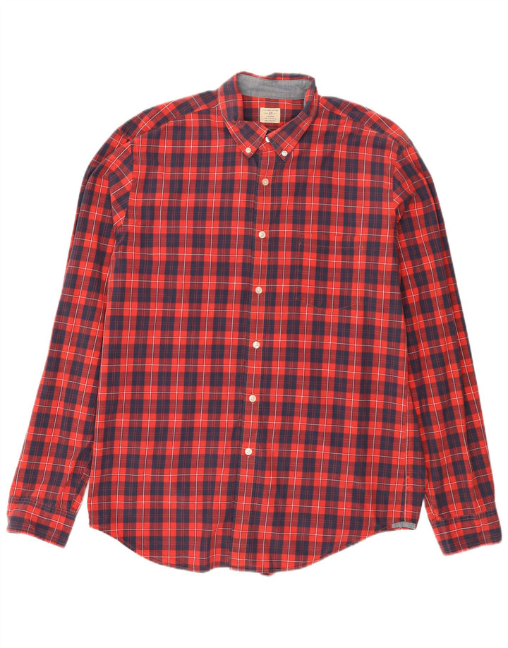 J. CREW Chemise Homme Taille 16 1/2 Grand Coton à Carreaux Rouge