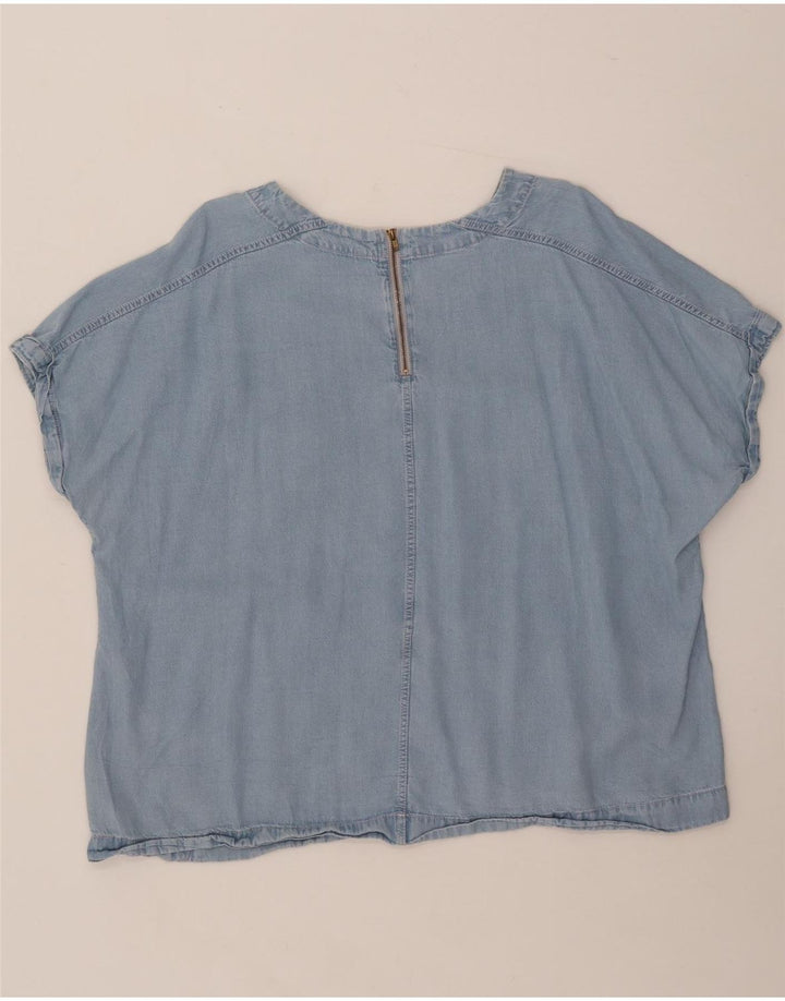 MARKS & SPENCER Haut chemisier en jean pour femme UK 20 2XL Bleu Lyocell