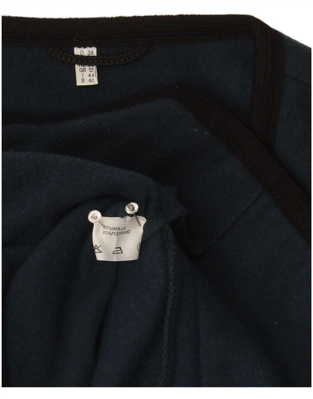 vintage Femme Cardigan Pull UK 12 Laine Bleu Marine Moyenne