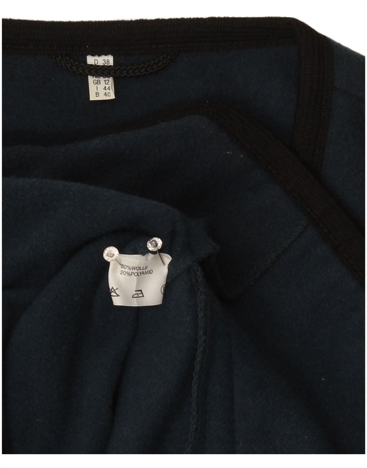 vintage Femme Cardigan Pull UK 12 Laine Bleu Marine Moyenne