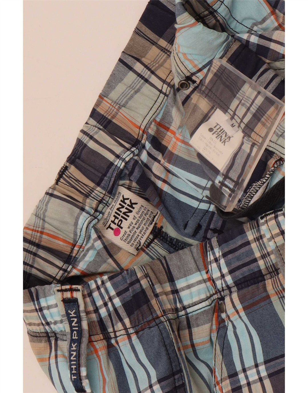 Think Pink Pantalon Chino Coupe Ample Homme Moyen W30 L29 Carreaux Multicolores
