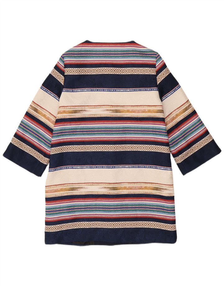 Christopher Wren Manteau pour femme UK 12 Moyen Bleu Marine Géométrique Rétro