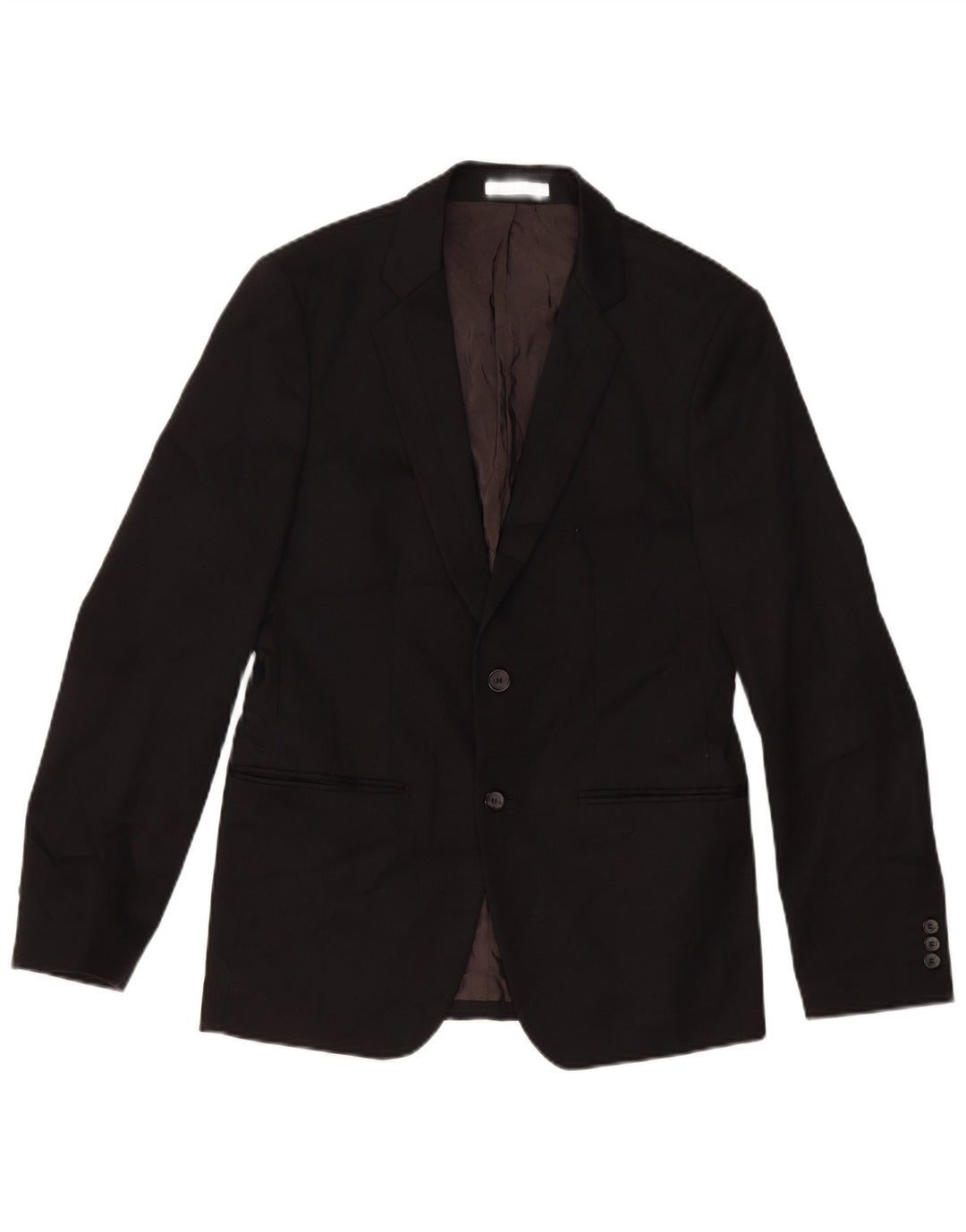 ZARA Hommes 2 Bouton Blazer Veste EU 48 Moyen Noir Polyester