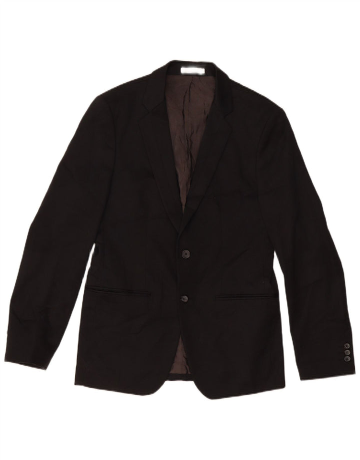 ZARA Hommes 2 Bouton Blazer Veste EU 48 Moyen Noir Polyester
