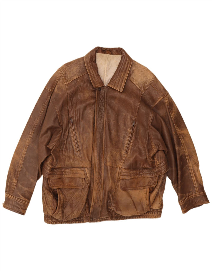 veste en cuir homme vintage UK 40 Grand Marron