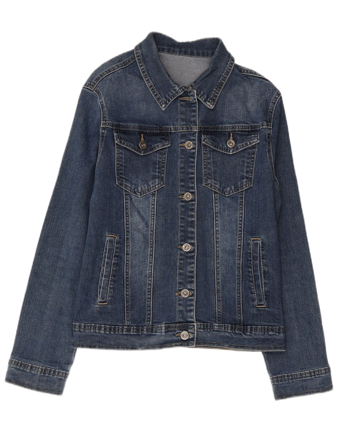 VINTAGE Veste en denim femme UK 18 XL Coton bleu