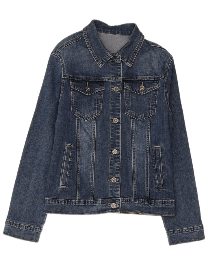 VINTAGE Veste en denim femme UK 18 XL Coton bleu