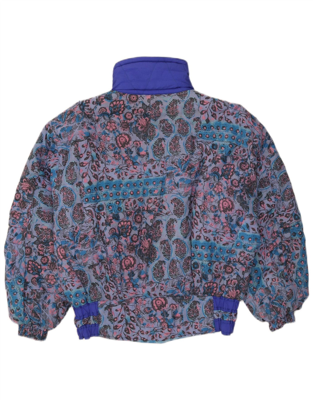 veste de ski coupe ample femme vintage UK 12 Polyamide floral bleu moyen