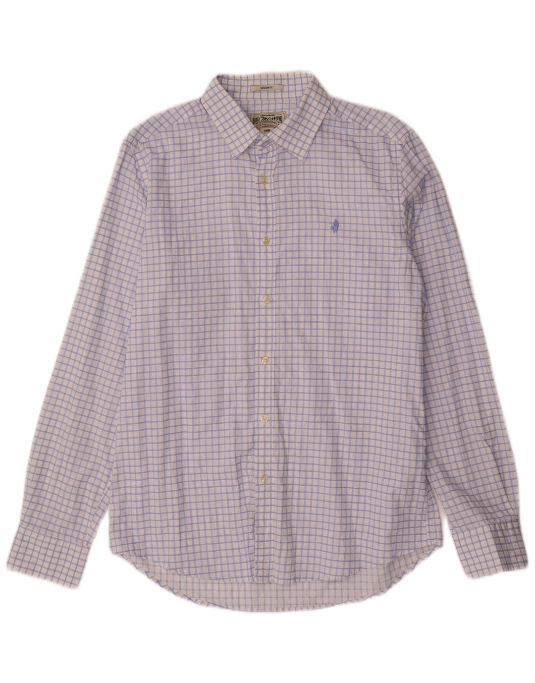 Marlboro Classics Chemise sur mesure pour homme en coton à grands carreaux bleus