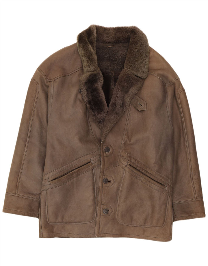 veste en peau de mouton vintage pour hommes IT 52 XL Marron
