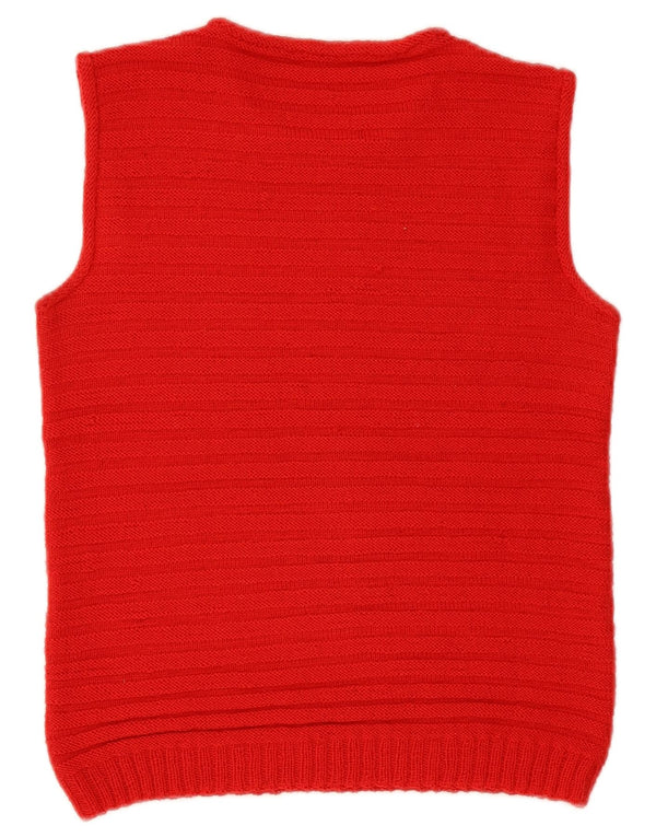 vintage Womens Vest Débardeur UK 12 Rouge Moyen