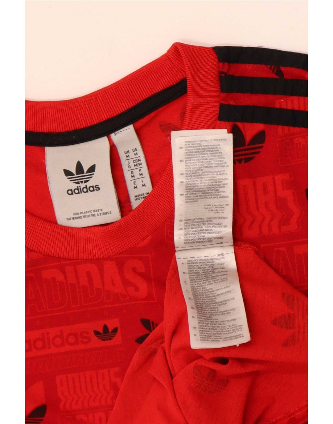 Adidas Mens Regular Graphic T-Shirt Top Rouge Moyen Polyester