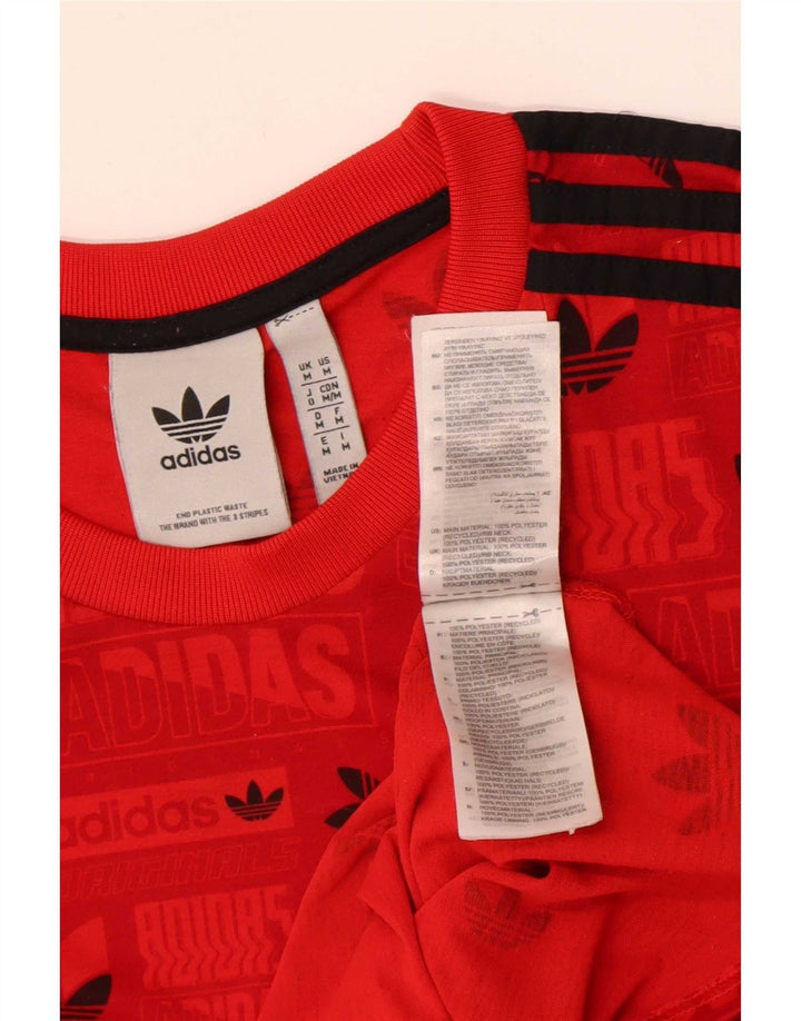 Adidas Mens Regular Graphic T-Shirt Top Rouge Moyen Polyester