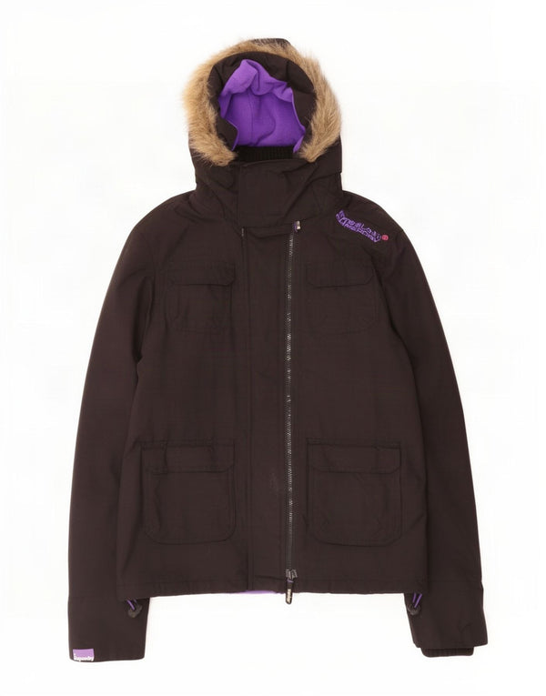 Superdry Veste coupe-vent à capuche Windcheater pour femme UK 16 Large Noir