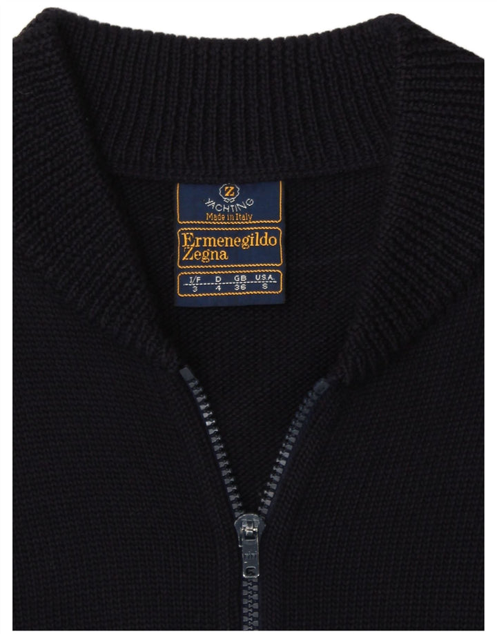 ERMENEGILDO ZEGNA Pull Cardigan Homme UK 36 Petit Laine Vierge Bleu Marine