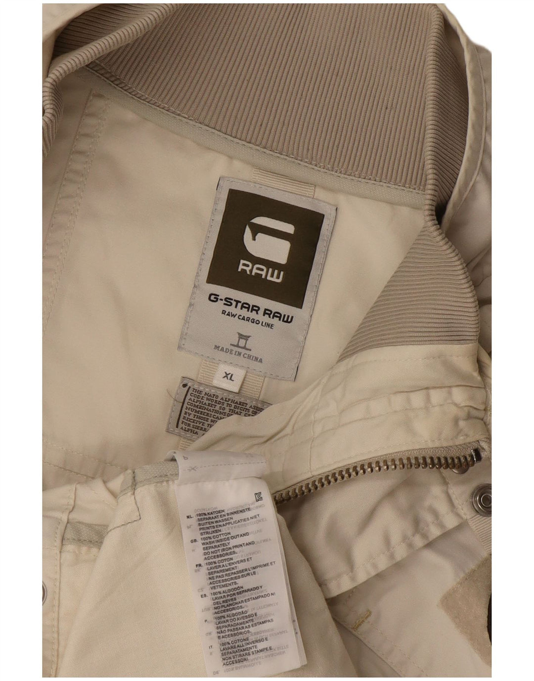 G-Star Veste Bomber Homme UK 42 XL Coton Blanc Cassé