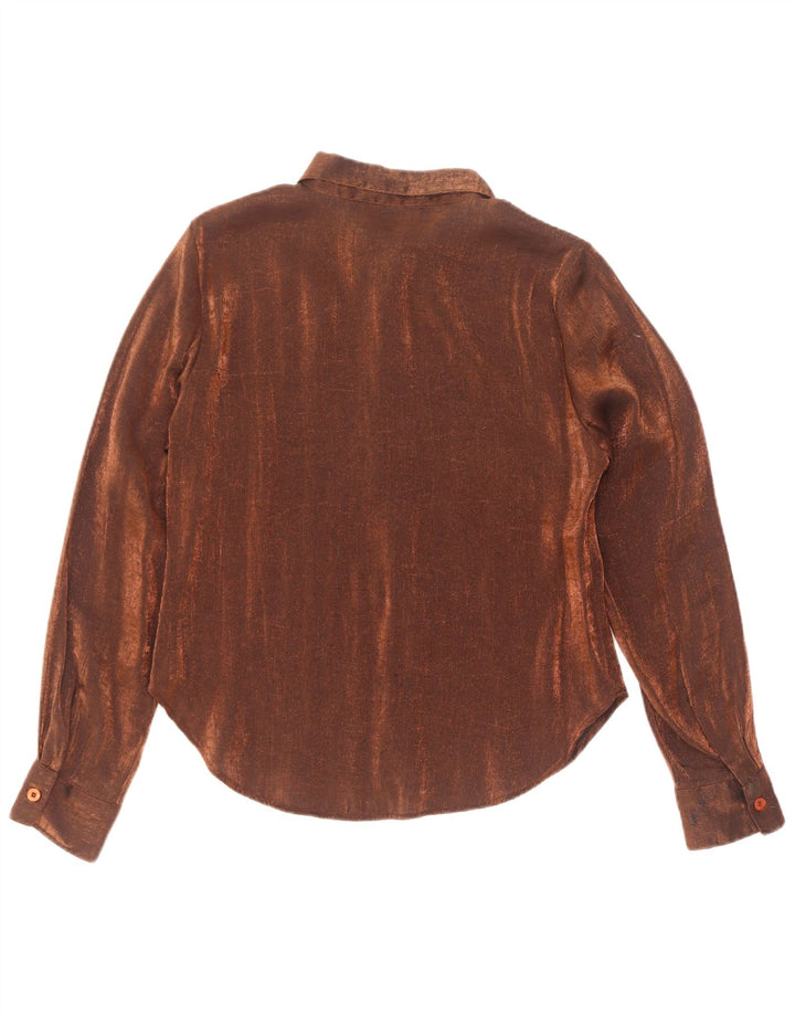 Passport Chemise Chemisier Femme UK 10 Petite Viscose Marron