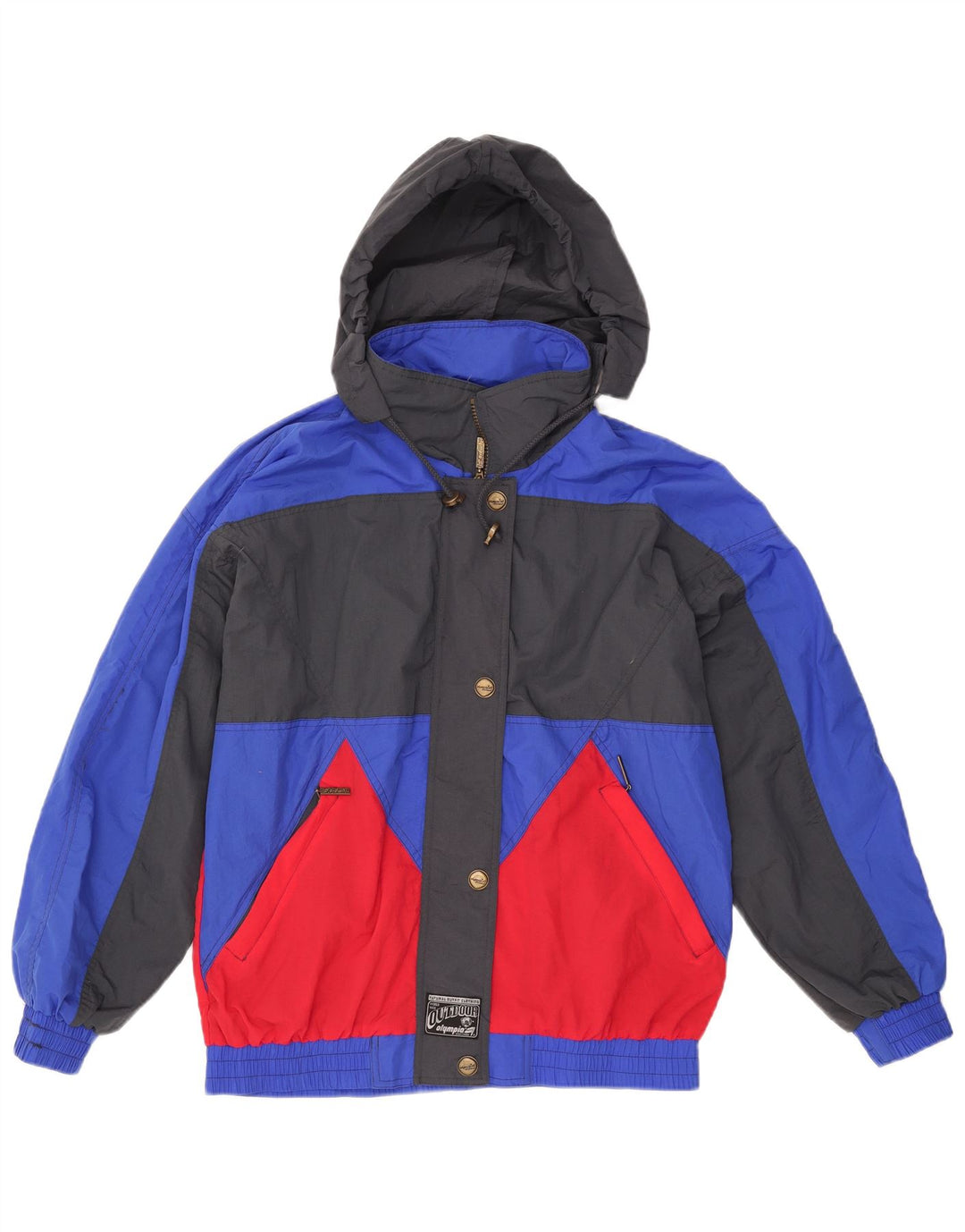 Olympia Veste bomber surdimensionnée à capuche pour femme UK 14 Large Bleu Colorblock