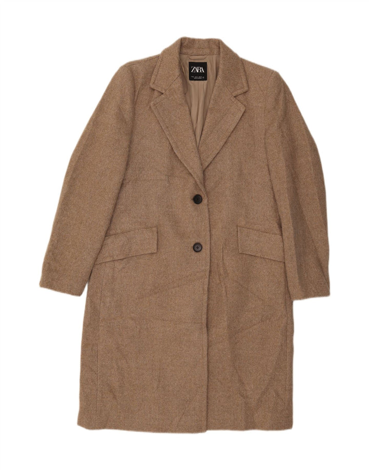 Zara Femme Pardessus UK 14 Polyester Beige Moyen