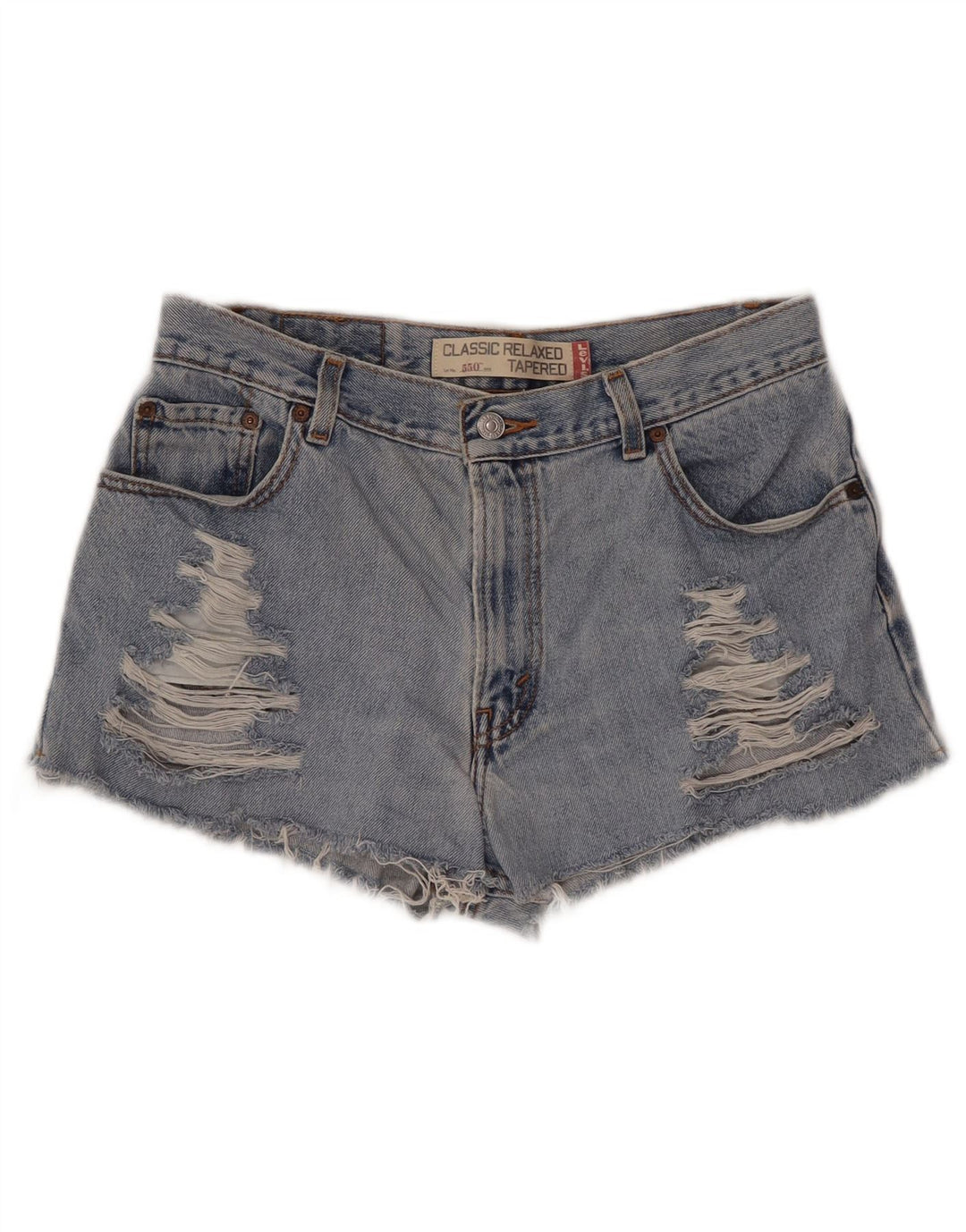 LEVI'S Short en jean vieilli 550 pour femme US 12 Large W30 Bleu