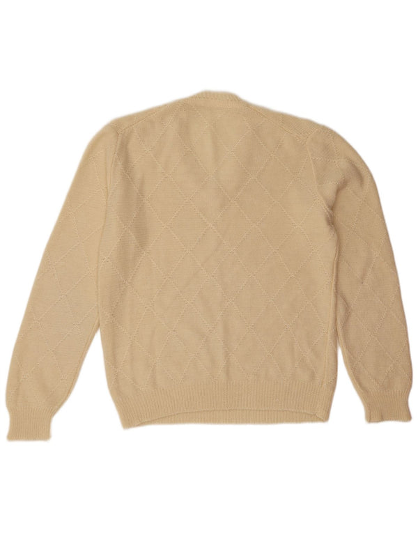 vintage Mens V-Col Jumper Pull Grand Off White Argyle/Diamant