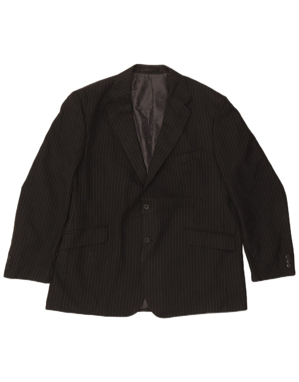 MARKS & SPENCER Veste blazer à 2 boutons pour homme UK 46 3XL Noir à fines rayures