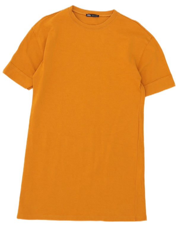 Zara Robe T-Shirt Femme UK 10 Petit Orange