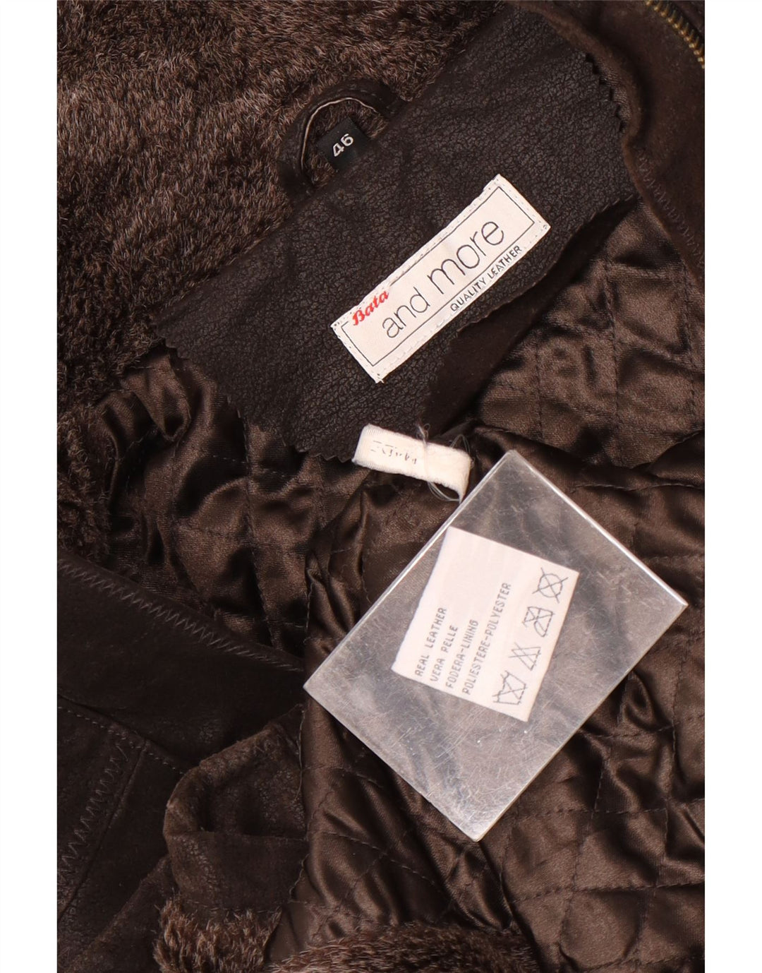 Bata and More Veste en cuir à capuche pour femme IT 46 Grand cuir marron