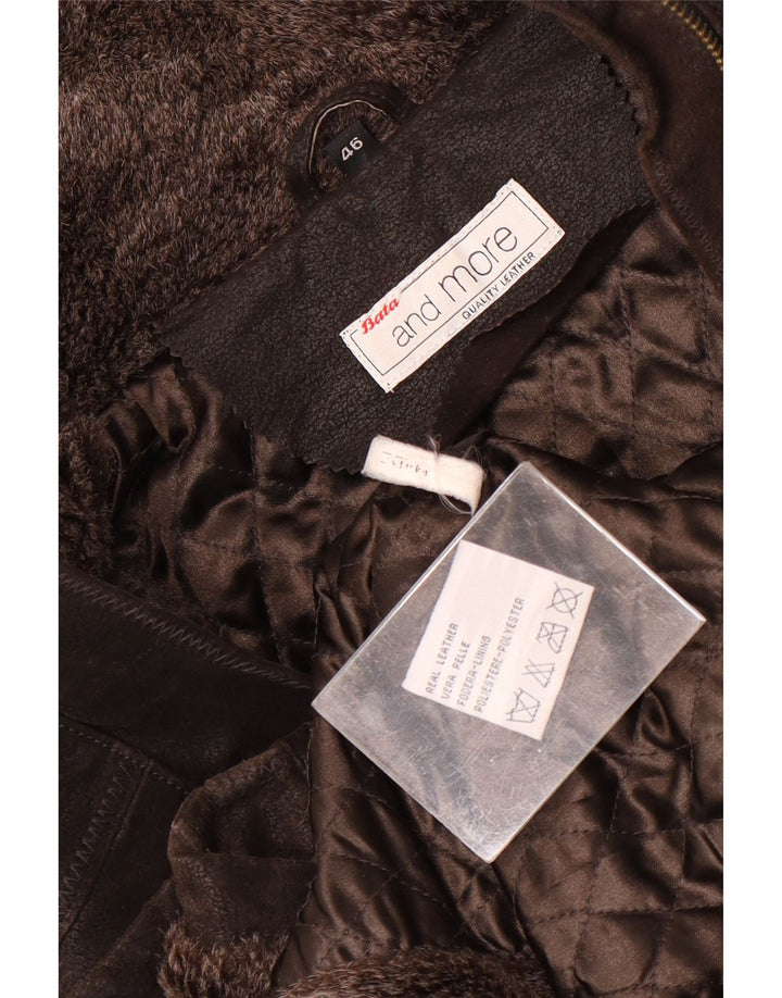 Bata and More Veste en cuir à capuche pour femme IT 46 Grand cuir marron