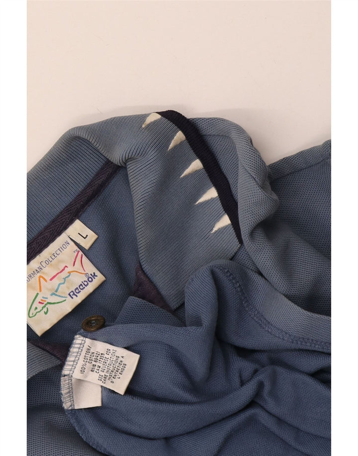 Reebok Polo Graphique Homme Large Bleu Coton