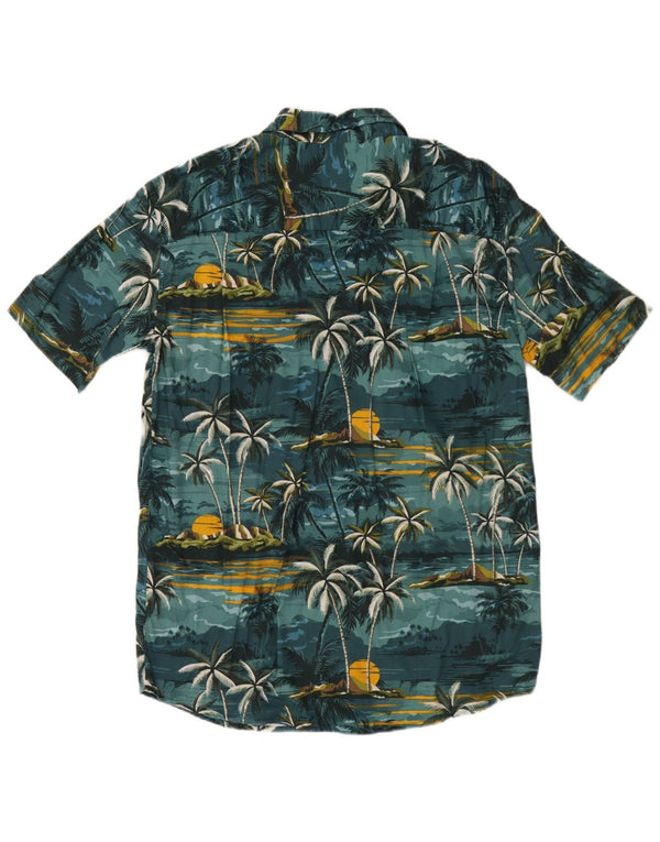 Atlas For Men Chemise à manches courtes pour homme Vert moyen en coton floral hawaïen