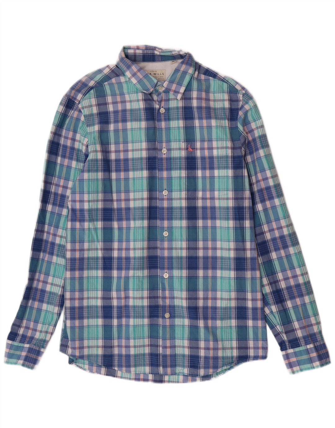 Jack Wills Chemise classique pour homme en coton à petits carreaux bleus