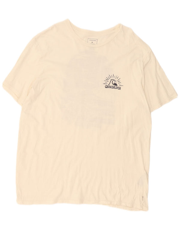 Quiksilver T-Shirt graphique coupe régulière pour hommes, haut 2XL en coton blanc cassé