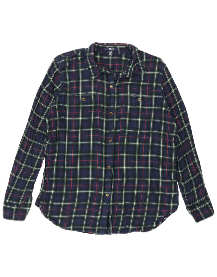 Chaps Chemise en flanelle pour femme UK 16 Grand coton à carreaux bleu marine