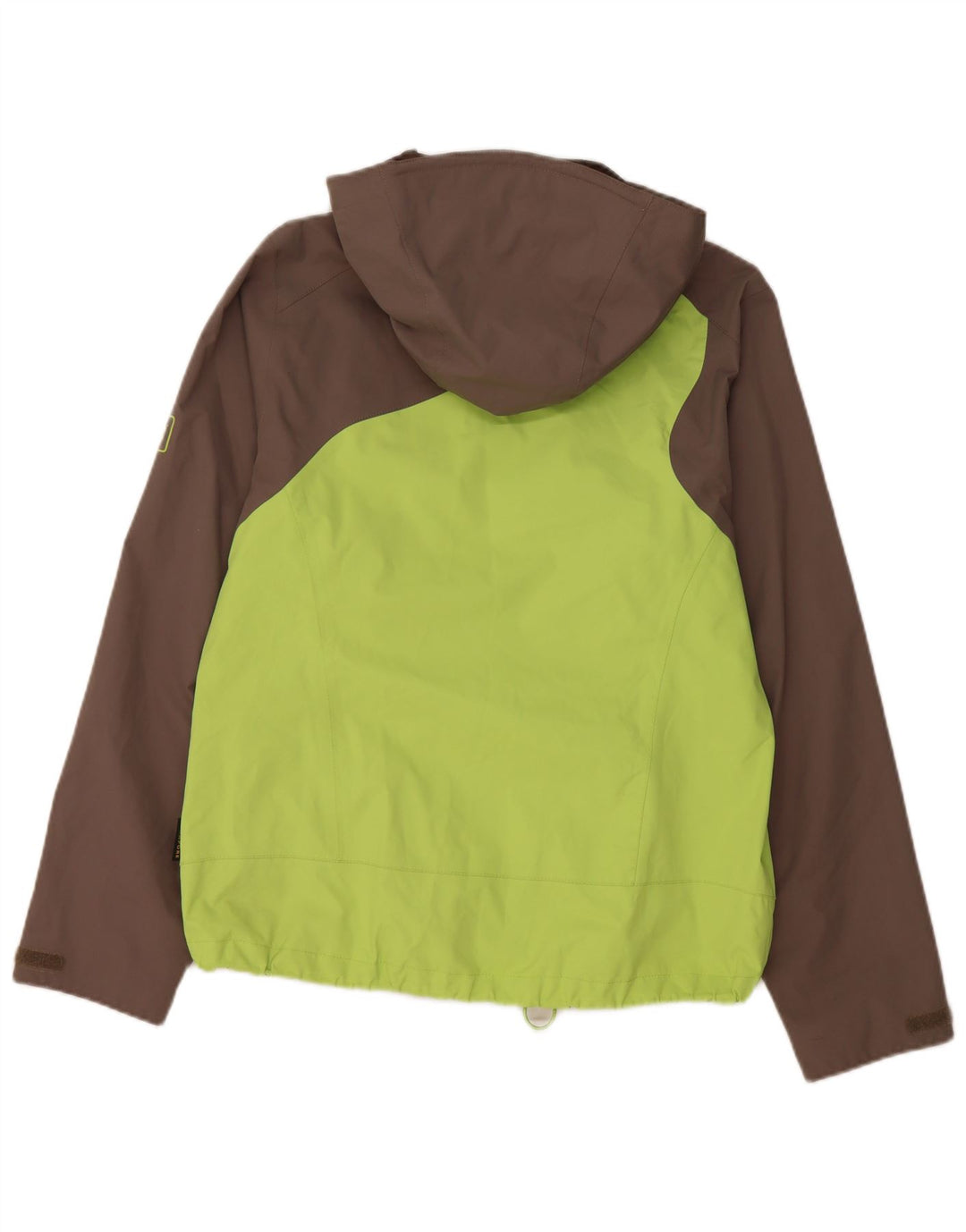 JACK WOLFSKIN Veste de pluie à capuche pour femme UK 12/14 Vert moyen Colourblock