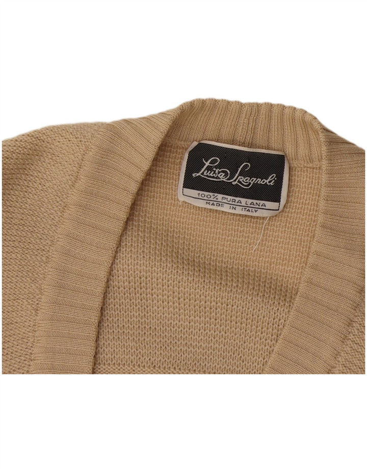 Luisa Spagnoli Pull Cardigan Femme UK 12 Laine Beige Moyen