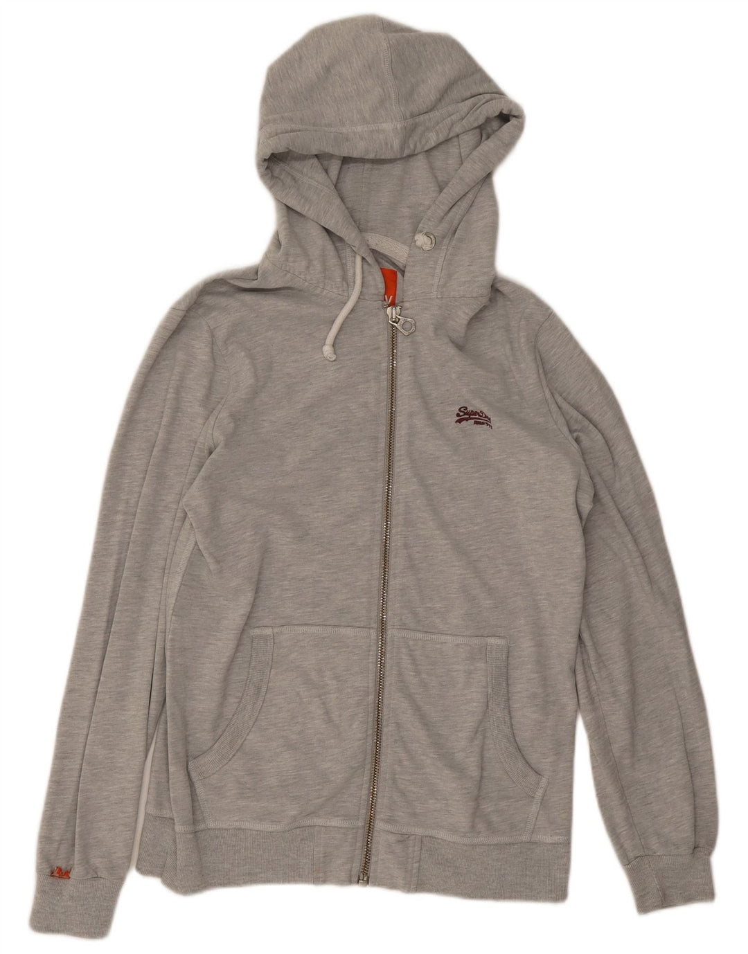 Superdry Sweat à Capuche Zippé Homme Gris Moyen Coton