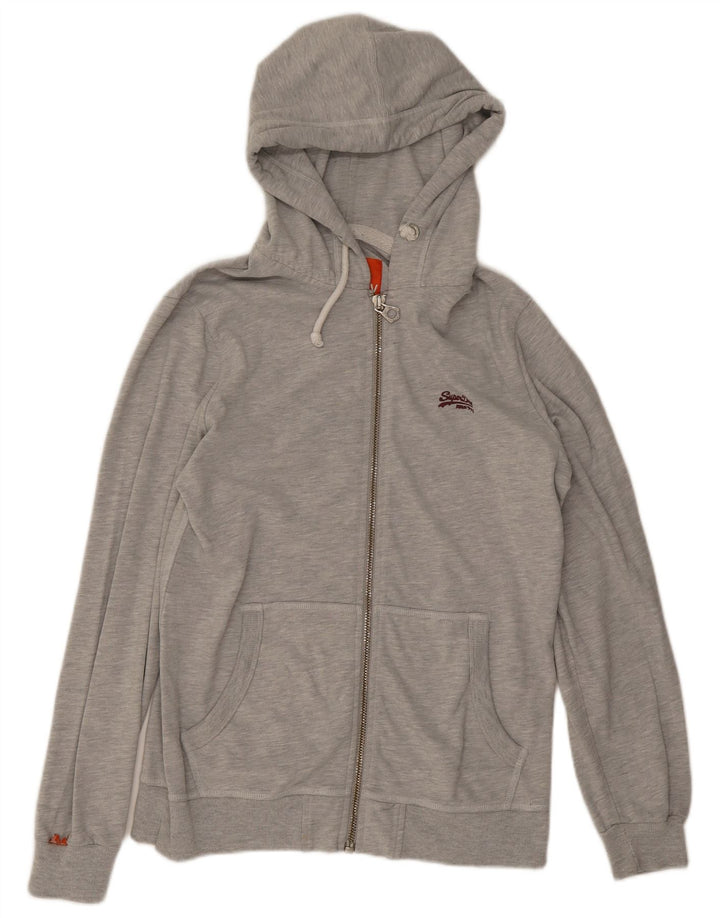 Superdry Sweat à Capuche Zippé Homme Gris Moyen Coton