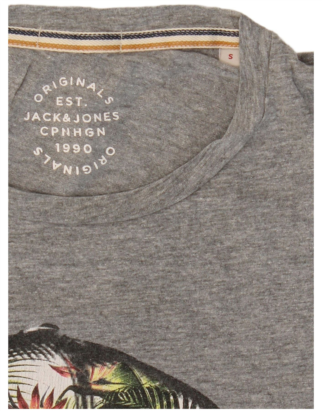 JACK & JONES T-Shirt Graphique Homme Petit Gris Moucheté