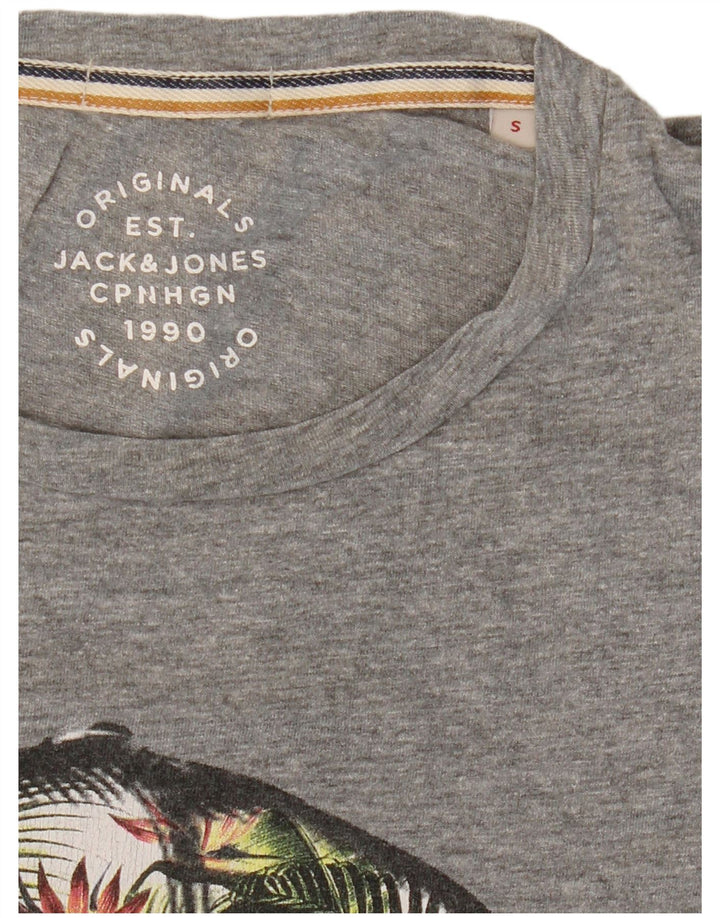 JACK & JONES T-Shirt Graphique Homme Petit Gris Moucheté