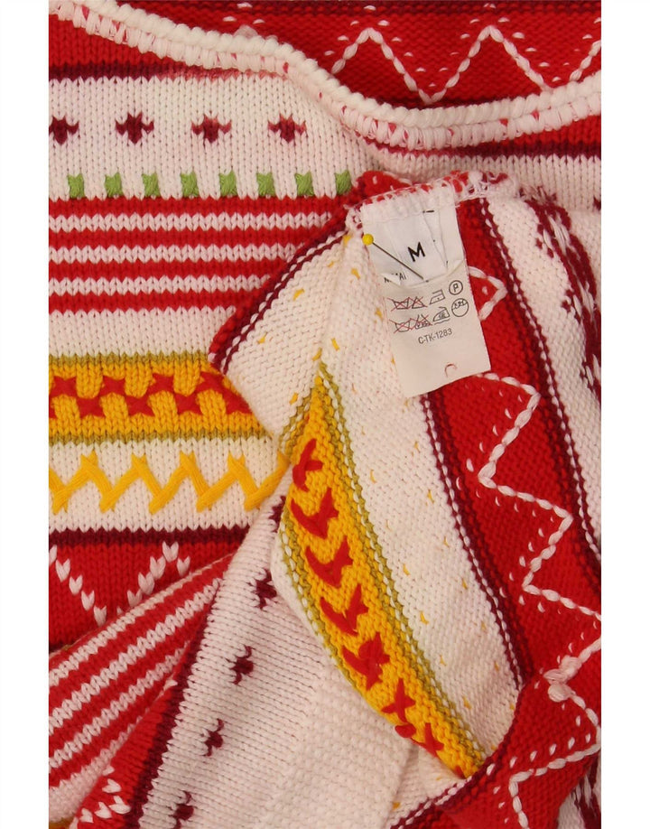 vintage Womens Boat Neck Jumper Sweater UK 12 Moyen Multicolore