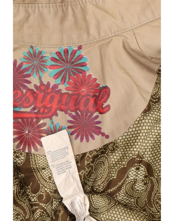 Desigual Trench-Coat Double Boutonnage Femme EU 38 Beige Moyen Floral