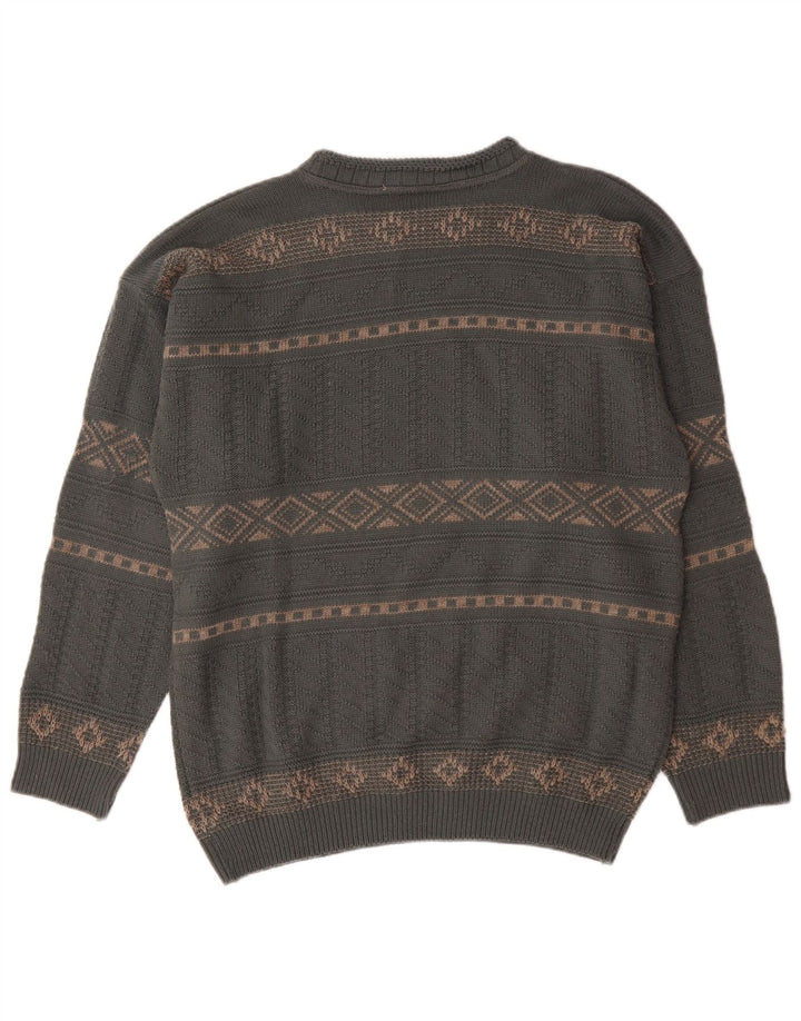 Xavier Pull Col Bateau Homme Gris Moyen Laine Géométrique